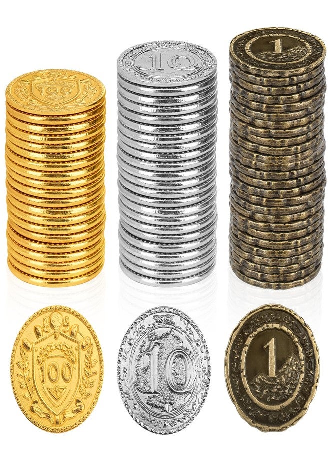 Byhoo 150 PCS Metal DND Coins, 1.2" Gold Silver Copper Tokens with Face Value for Board Game and Tabletop RPG, Fantasy Metal Coins for Pirate Game Party Cosplay - Image 1